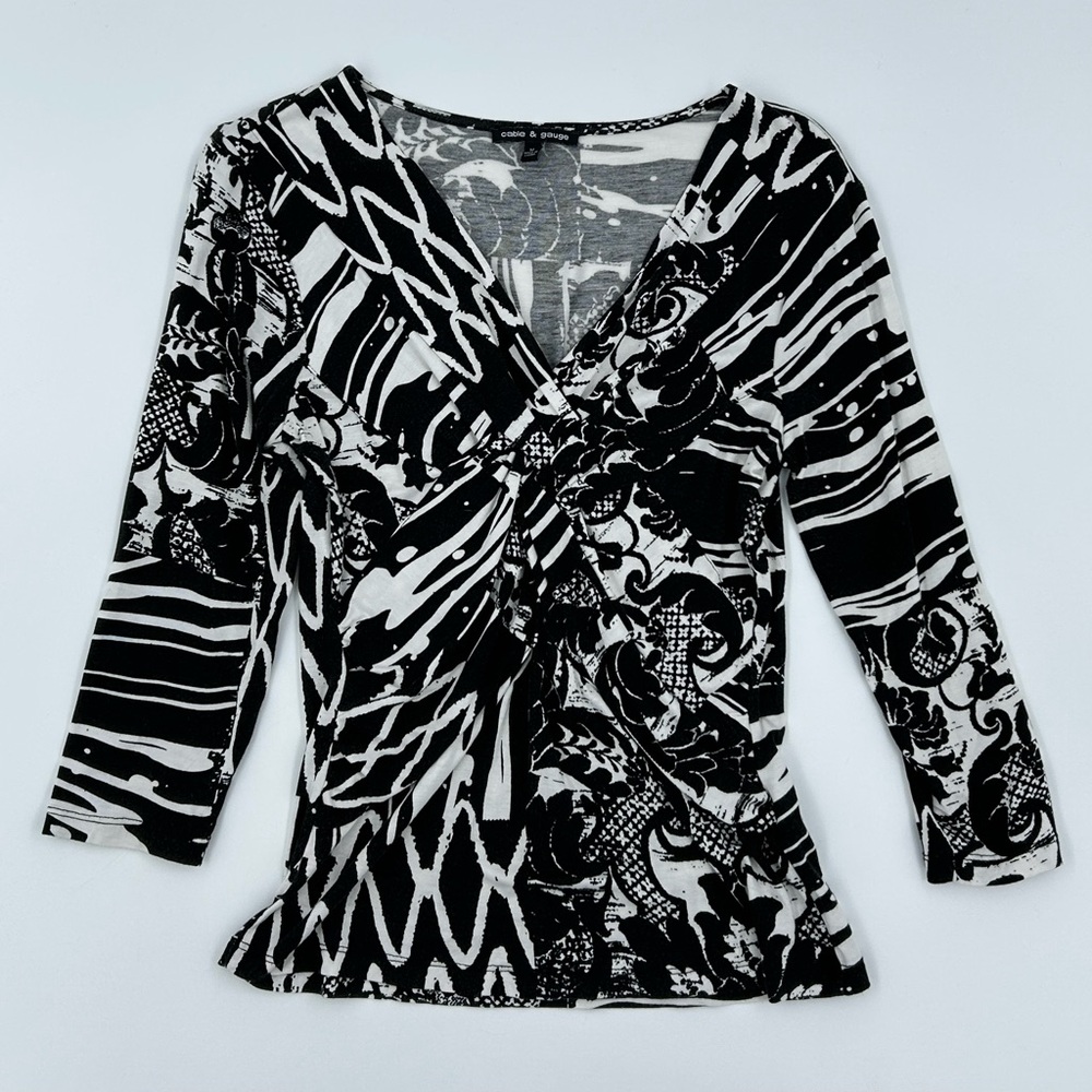 Cable & Gauge Black and White Graphic Top M
